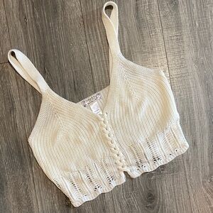 Chic Cream Knit Women's Crop Top